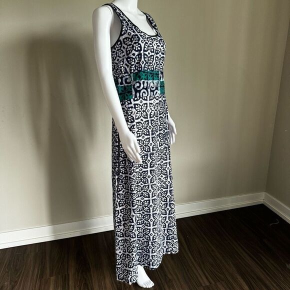 VTG Turquoise & Blue Batik Butterfly Print Maxi Dress - Picture 3 of 7